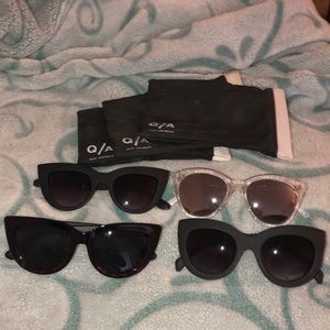 QUAY lot of 4 sunglasses + 3 cases AUTHENTIC